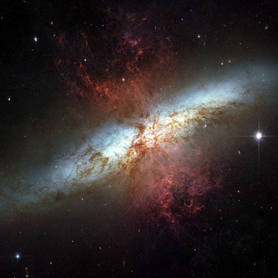 Hubble image of starburst galax M82, the Cigar Galaxy