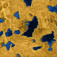 False color mosaic showing liquid methane lakes